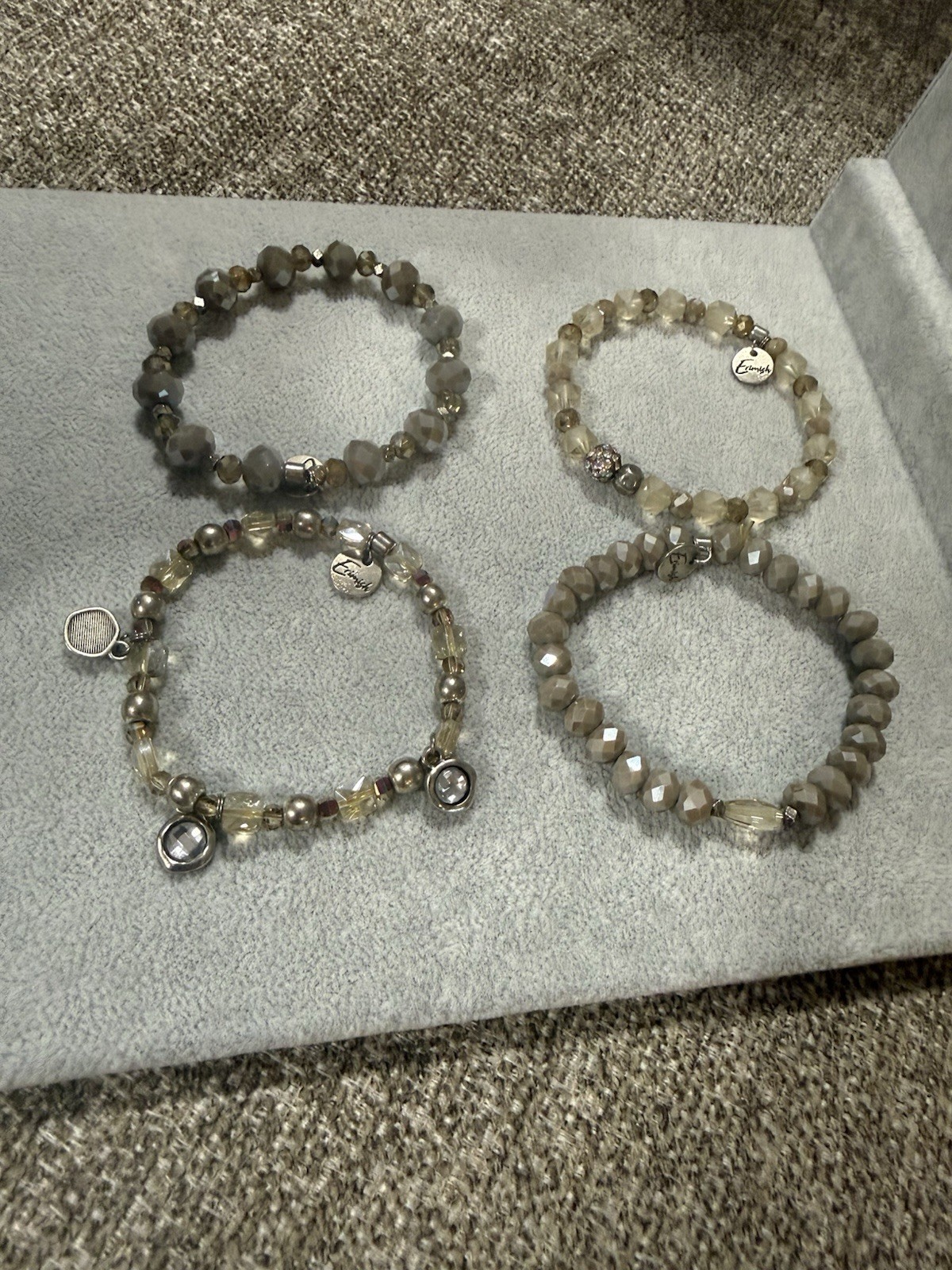 Erimish Stackable Beaded Charm Bracelet Set Gold … - image 2