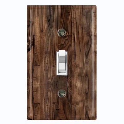 Metal Light Switch Outlet Cover Wall Plate Brown Tree Wood PRINT Decor FOS147