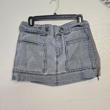 Vtg American Eagle Gray Denim Cargo Micro Mini Skirt Y2K Sz 6 Side Zip D770