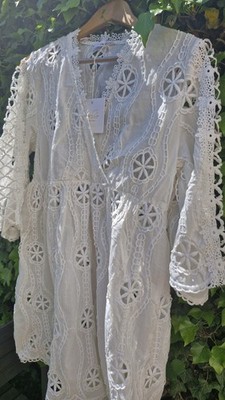 WunderschöneSpitzenkleid weiß, Italy Moda, Einheitsgröße bis 40, Neu mit Etikett