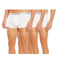 EMPORIO ARMANI MENS COTTON 3-PACK TRUNKS UNDERWEAR WHITE  111610CC722-NWT