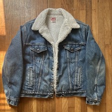 Vintage 80s Levi s Type III 71608 Sherpa Denim Trucker Jacket USA 46L