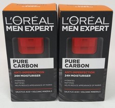 L'Oreal Men Expert Pure Carbon Anti Imperfection 24hr Moisturiser 2 x 50ml NEW