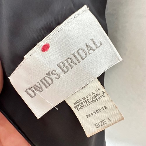 Vestido formal negro de novia David satinado noche fiesta dama de honor maxi talla 4 - Imagen 9 de 10