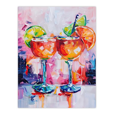 Aperol Spritz Cocktails Oil Painting Colourful Wall Art Poster Print