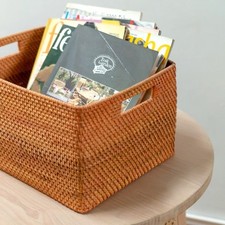 Cesto Portaoggetti A Forma Di Casa In Rattan Con Coperchio