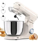 Stand Mixer, 6.5QT 10-Speed 3-in-1 Tilt-Head Electric Kitchen Mixer, Cream White