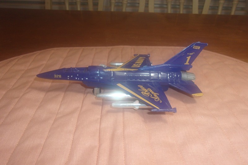 Vintage Cast Metal Friction Control US Navy Blue Angles Jet Nice! .
