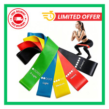 Resistance Bands Set of 5 Loop Exercise Bands for Yoga Fitness Workout Gym