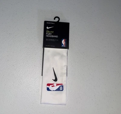 Nike Dri-Fit NBA Fury Headband White Authentic One Size Basketball Head Band New