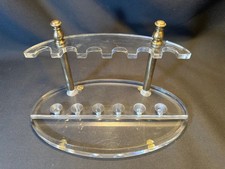 Vintage Acrylic and Brass Post Six Pen Display Stand