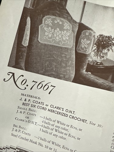Chair Sets Runners Pattern Book 7673 1944 15 Page Vintage Crochet Doilies - Picture 6 of 18
