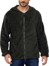 LITTLE DONKEY ANDY Men's Winter Hoodies Sherpa Fleece Jacket Small Deep Gray