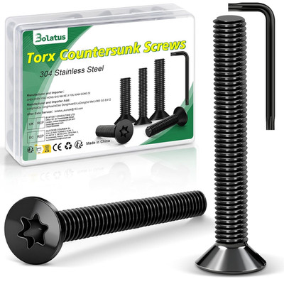20 Stück M6 x 40 mm Senkkopfschrauben Schwarz,  304 Edelstahl Schrauben Torx Sen