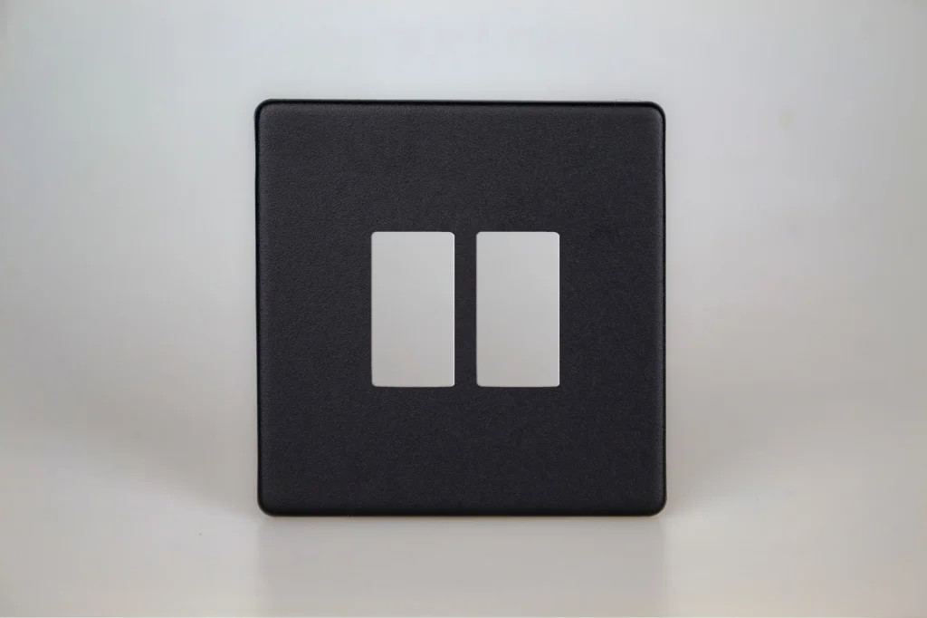 Modular Grid System Black PowerGrid Plate Urban Screwless Matt 2-Gang Yoke