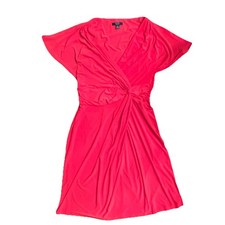 Chaps Pink V-Neck Twist Front Dolman Sleeve A-Line Knee Length Dress Size L