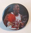 Vintage Michael Jordan Button Pin Jump Inc Tongue Out Printed Signature 3" Bulls — photo 2
