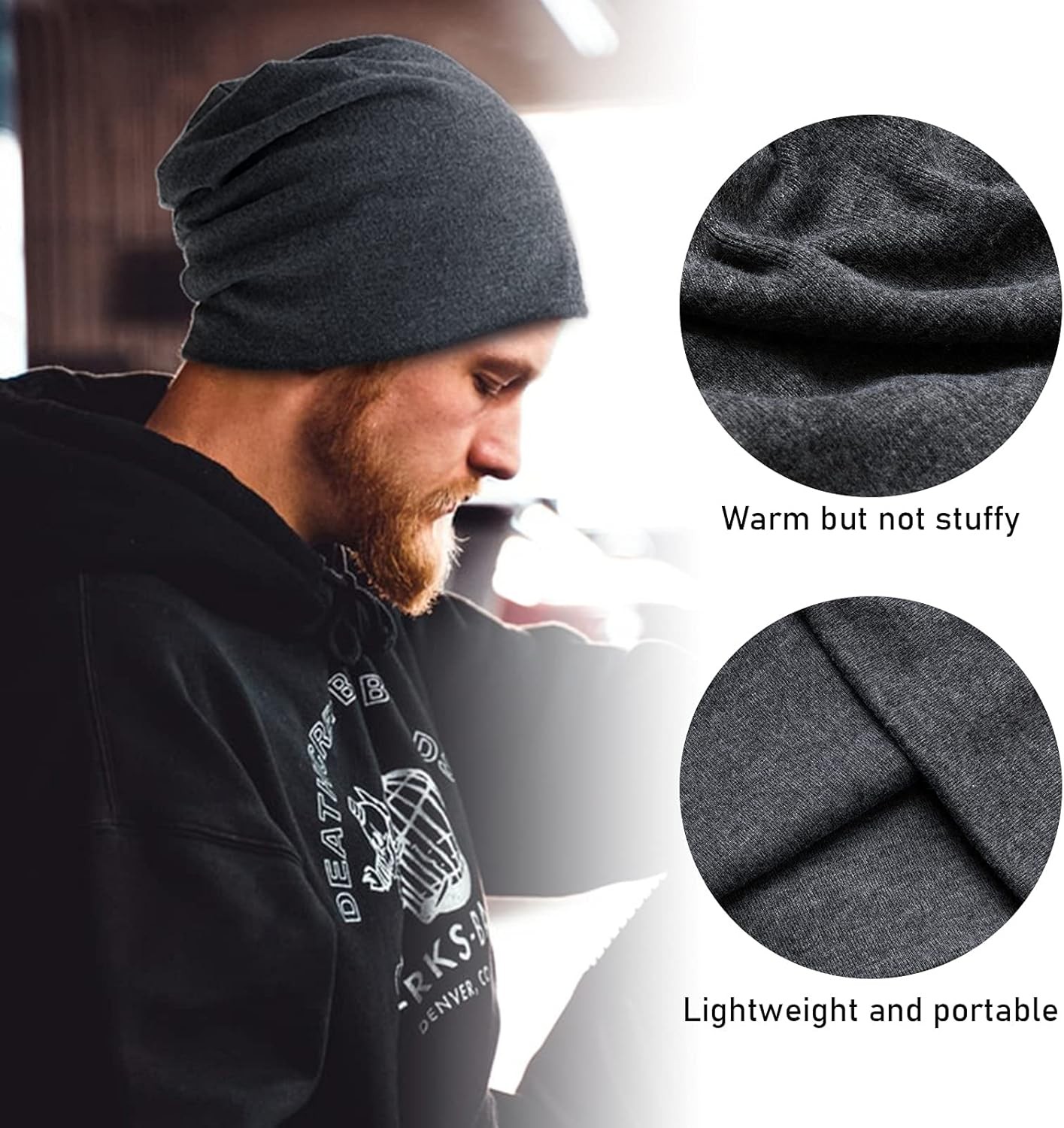 Unisex Slouch Beanie Hat Jersey Beanie Skull Cap Classic Baggy Hat Lightweight 