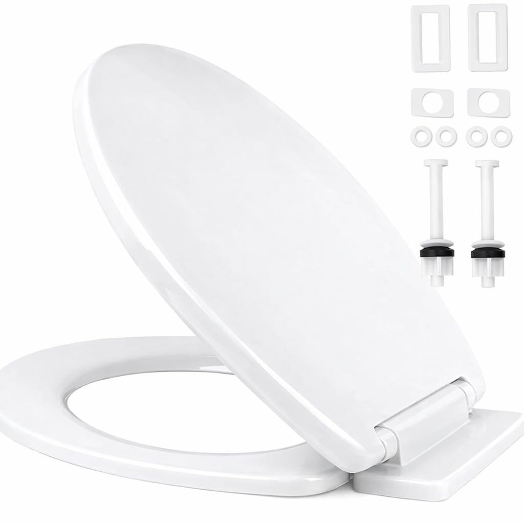 Ram® White Soft Close Toilet Seat with Quick Release for Easy Clean Loo Toilet Seat with Adjustable Hinges Standard O Shape Toilet Seat - Image 3