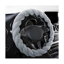 KVAEY Fluffy Car Steering Wheel Cover, 15 Inches Anti-Slip Round Fuzzy Winter...
