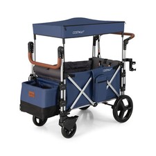 Twin Stroller Wagon All-Terrain 4-Wheel, 5-Point Harness, 44kg Load, Storage