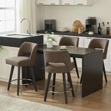 Modern Upholstered Bar Stools with Rubberwood Legs for Kitchen Island