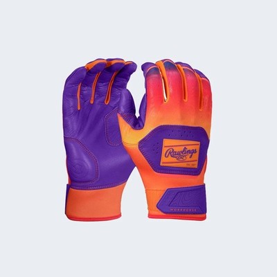 Rawlings Men Workhorse Baseball Softball Orange Purple Size L Batting Gloves