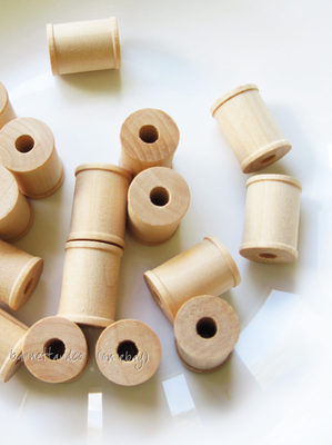 Set of 25 blank Wooden Spools for lace, thread, ribbon, twine - 1