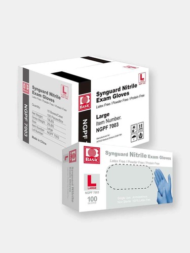 Synguard Nitrile Exam Gloves Powder-Free Blue large (10x 100/Bx) - Picture 5 of 11
