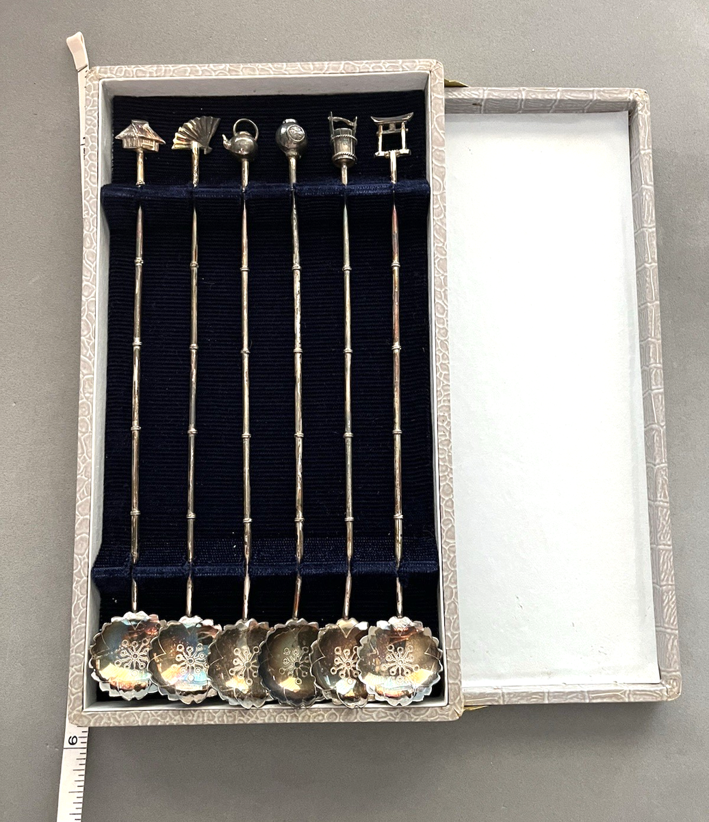 Vintage NIKKO Japanese Sterling Silver 950 Stir Sticks Long Spoons