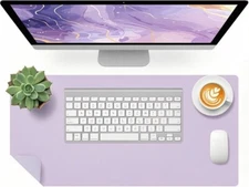 Purple Leather Desk Pad Protector, Gaming Keyboard Mouse Pad, Waterproof 23''X13