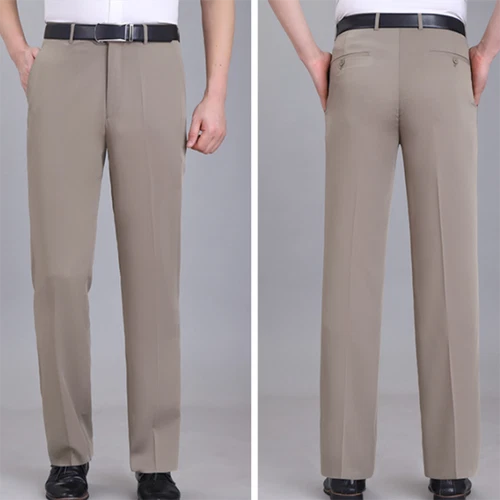 Mens Dress Pants Straight Formal Trousers Slim Casual Office Wedding Business - Picture 11 of 26