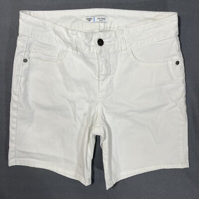 Lee Riders Denim Shorts Womens Off White Mid Rise Bermuda