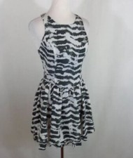 Womens GUESS Black Gray Animal Zebra Print Sleeveless Fit & Flare Dress Size 8