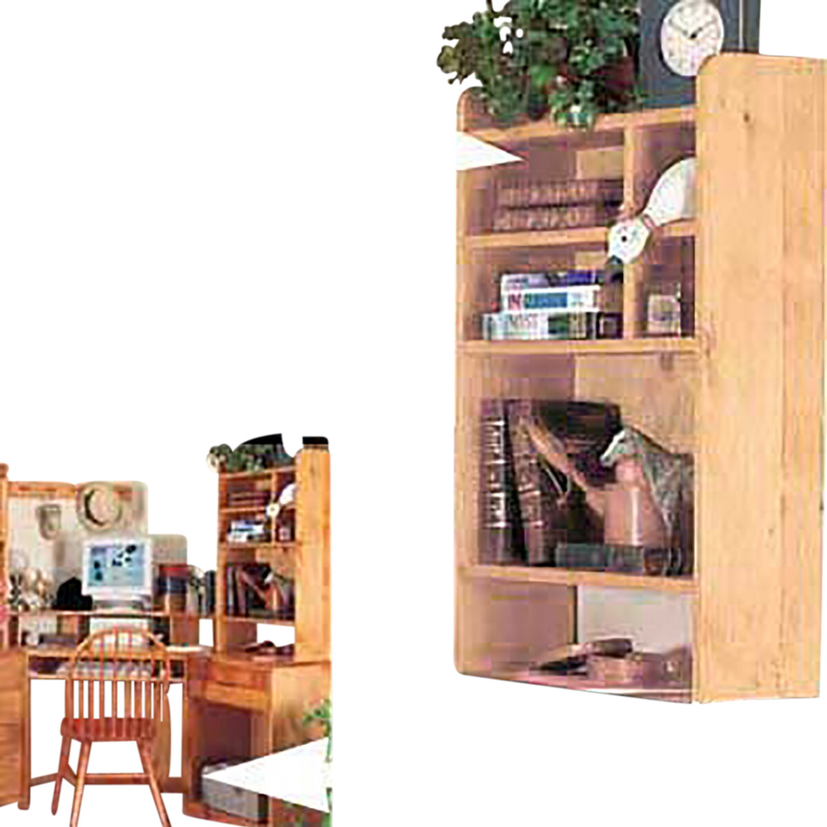 Wood Desktop Shelf Organizer Unit Unfinished Pine 22.5 Inches