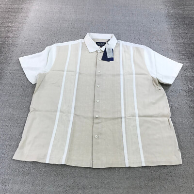 Nat Nast Shirt Mens Extra Large Button Up Hawaiian Camp Harper Beige Casual