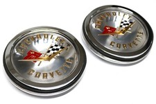 New Trim Parts Front Rear Gold Emblem Set Wbezels For 1958-1960 C1 Corvette