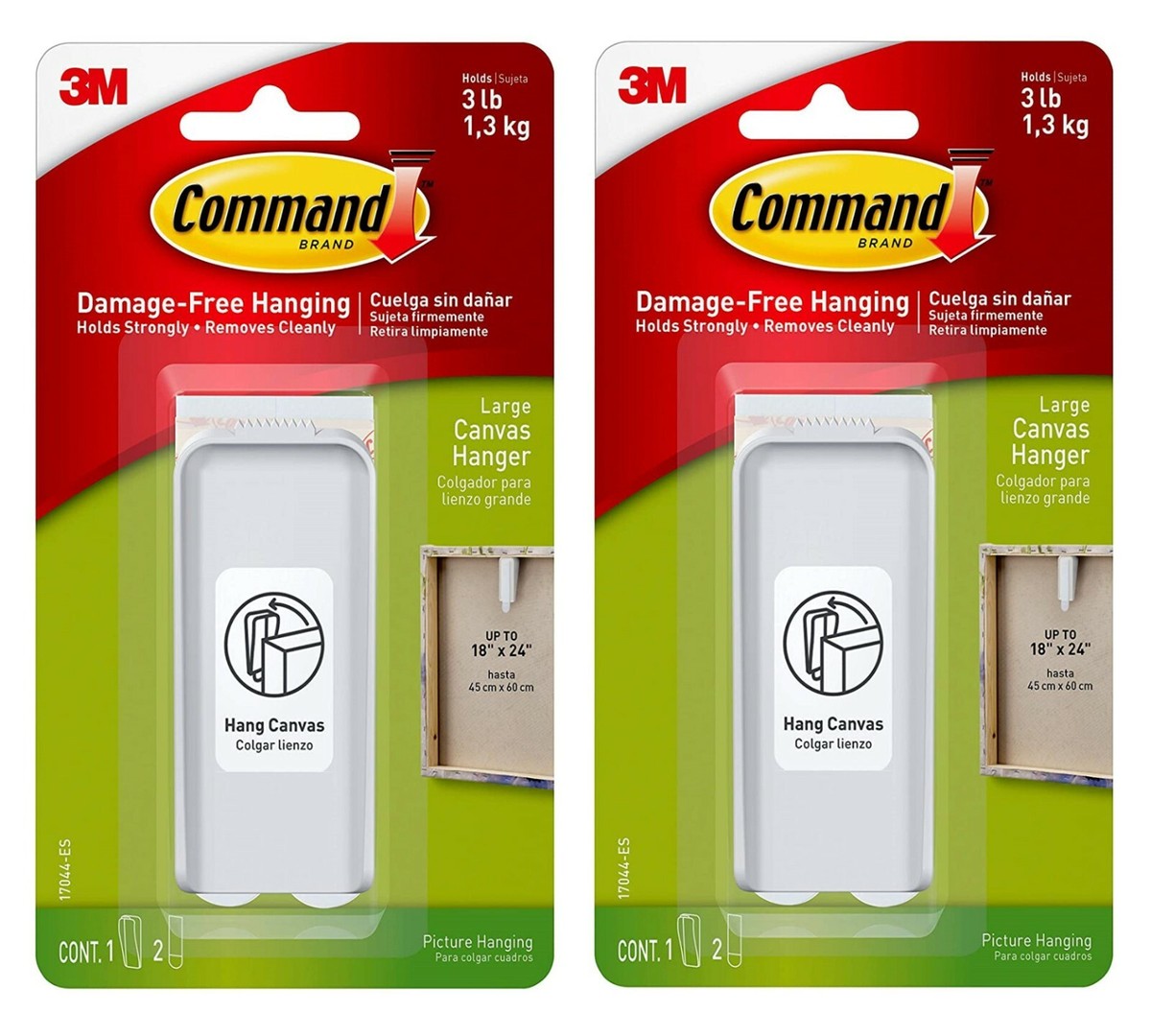 Command Large Canvas Hanger, Decorate Damage-Free Indoor Use,