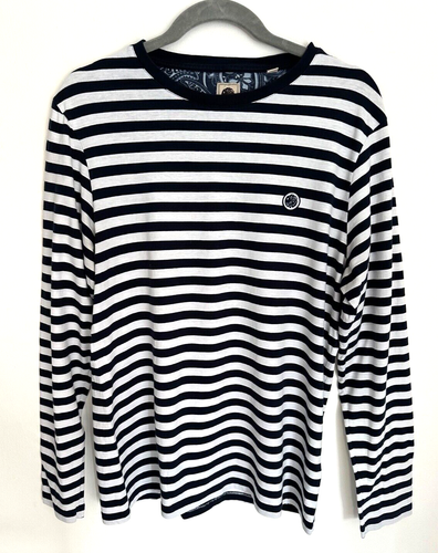 Pretty Green Kinsey Langarm marineblau & weiß gestreift Größe 4 Medium Top Oasis Liam
