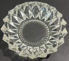 Large Heavy Vintage Glass Cigar Ashtray 7.75" Round