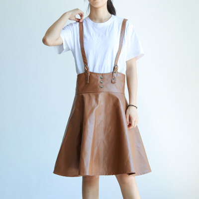 knee length dresses for ladies Blue Summer Linen Pinafore Apron Dress 5213 – Xiaolizi main image 0