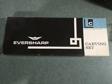 Eversharp Carving Set~Knife & Fork~Stainless Steel~Faux Horn Handles 