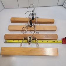 Vintage Set Of 8 Hang Rite Wrinkle Free Wooden Pants Clamp Hangers Brown 9 Inch