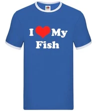 I Love My Fish - Mens Ringer - Fisherman Angler Angling Fishing Fisher