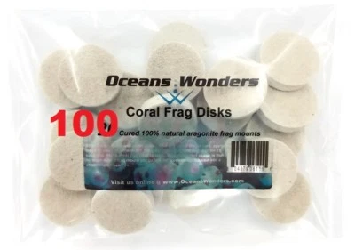 100 CURED REEF DISKS FOR LIVE CORAL FRAG PROPAGATION by OCEANS WONDERS