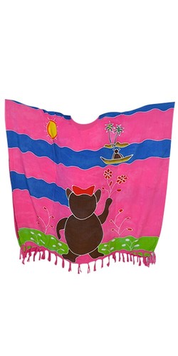 TEDDY BEAR Child Girls Kaftan Caftan Soft Kids Dress CoverUp Long Top Hand Paint - Picture 7 of 7