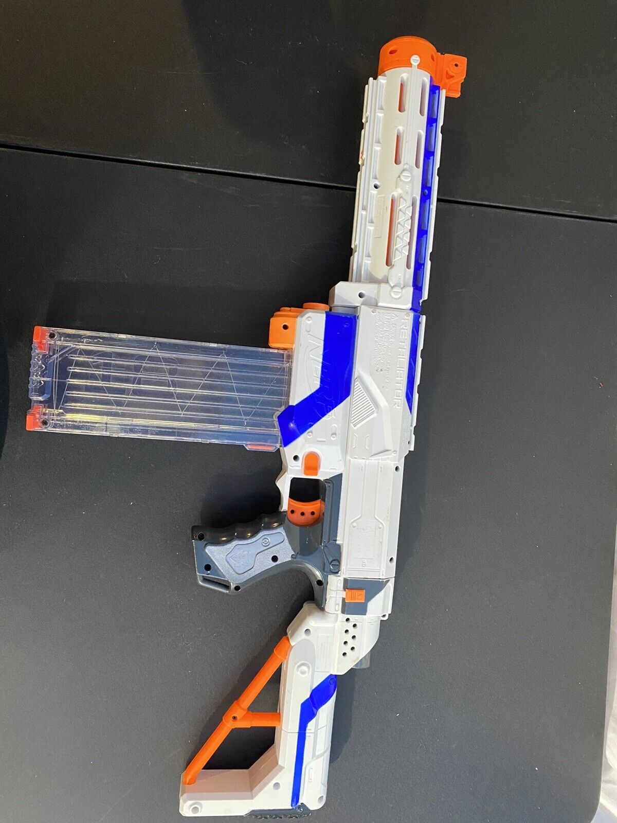 Nerf Retaliator Elite White Dart Gun with 12 Round Extended Clip