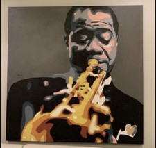 Louis Armstrong Original Acrylic Contemporary Jazz Trumpet Canvas Painting