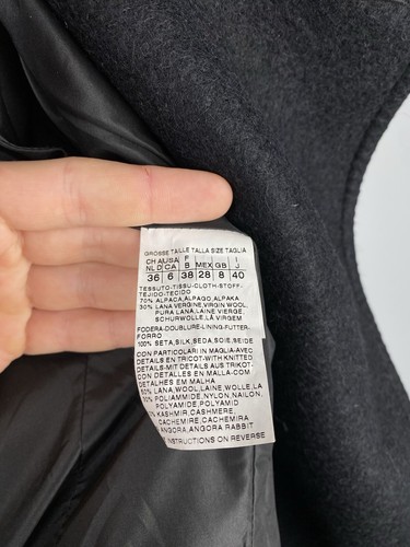 Max Mara Womens Luxury Alpaca Wool High Neck Black Pea Coat Jacket Sz US 6 / S - Picture 17 of 18