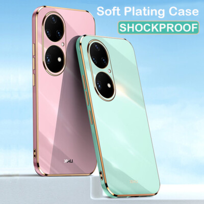 For Huawei P50 Pro P40 P30 Lite Shockproof Plating Silicone Soft Case TPU Cover
